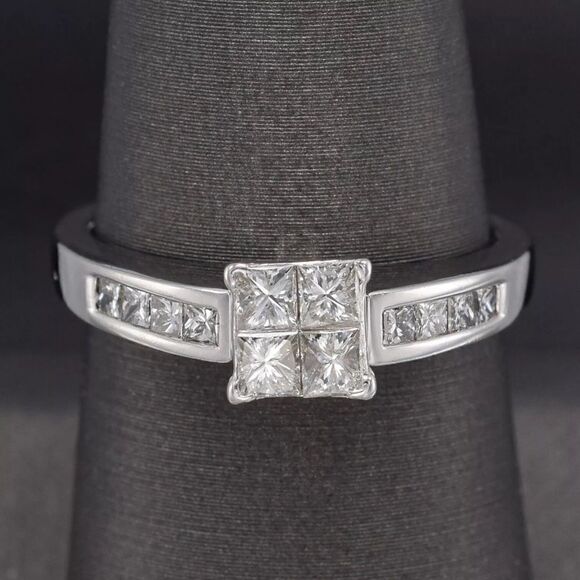 14K WG 1.00 Carat Square Cut Diamond Engagement Ring w/ $3,500 Appraisal - Picture 2 of 11